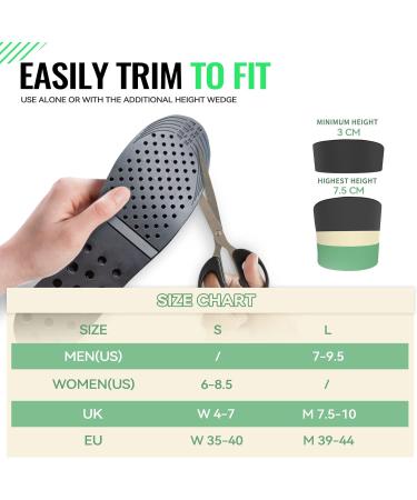 Dynwalker Height Increasing Insoles - 3-7.5 cm Adjustable Shoe Inserts for Men 39-44 - Breathable Soft Anti-Slip Unisex Perfect for All Shoes - Buy Online on SooperMarket.com