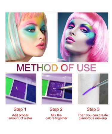 QIUFSSE 2 Packs Water Activated Eyeliner Palette - 16 Colors, UV Glow, Highly Pigmented Neon Eyeliner Set - Buy Online on SooperMarket.com