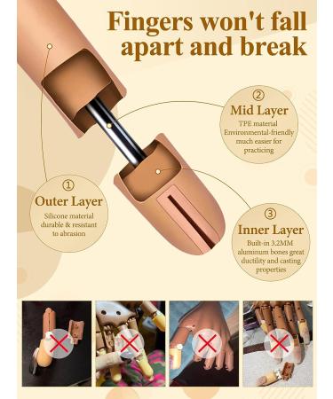 Silicone Practice Hand for Acrylic Nails with 200PCS Nail Tips - Flexible Fake Nail Mannequin Hand for Nail Practice - Buy Online on SooperMarket.com