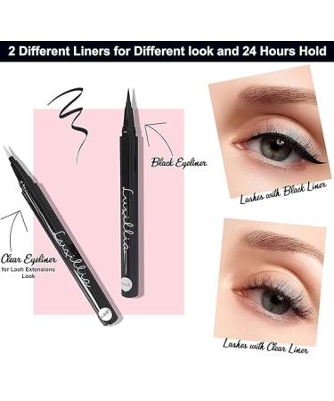 Luxillia Magnetic Eyeliner with Eyelashes Kit - Clear + Black  8D Natural Look  Reusable False Lash Set with Applicator Tool - Waterproof Liner - Buy Online on SooperMarket.com