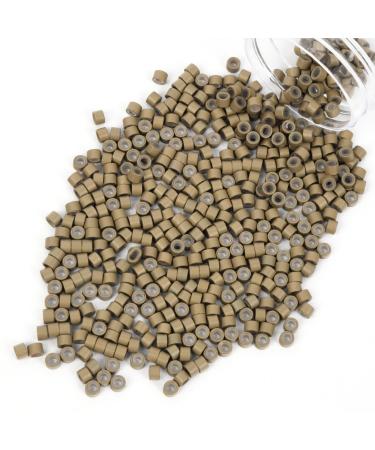 Vlasy 400 Pcs Silicone Micro Rings for I Tip Hair Extensions 5mm Micro Nano Beads Micro Links Hair Beads (Light Brown) Micro-5mm-400Pcs Light Brown