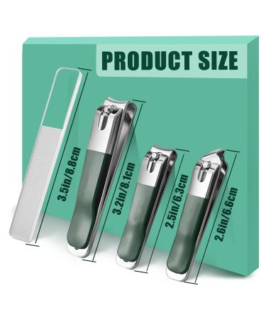 Bleswin 4-Piece Stainless Steel Nail Clipper Set | Dark Green Toenail & Fingernail Care for Men & Women - International Shipping Available - Buy Online on SooperMarket.com