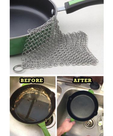 TOUGS Chainmail Scrubber Pot Cleaner with Safe Small Rings More Efficient 8x6 Inch 316 Grade Stainless Steel Dish Washer Square 8x6 Inch - Buy Online on SooperMarket.com