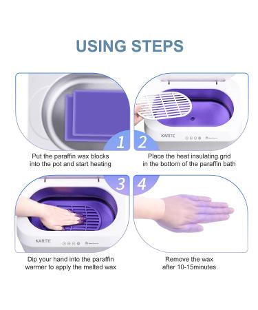 KARITE Paraffin Wax Machine with Auto Open Lid - Arthritis Paraffin Bath for Hands and Feet | Fast Wax Meltdown | Precision Temperature Control - 4500ml Warmer + 8 Refills (White) - Buy Online on SooperMarket.com