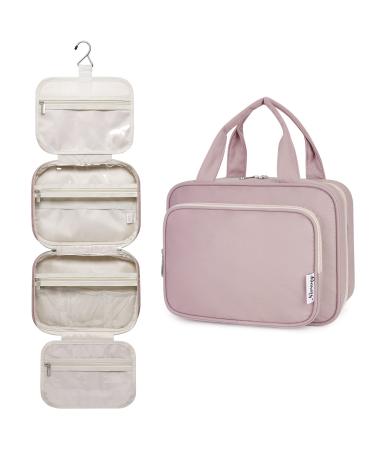 Narwey Hanging Travel Toiletry Bag for Women Wash Bag Cosmetics Makeup Bag Organizer for Travel Size Accessories Dusty Rose (Medium)