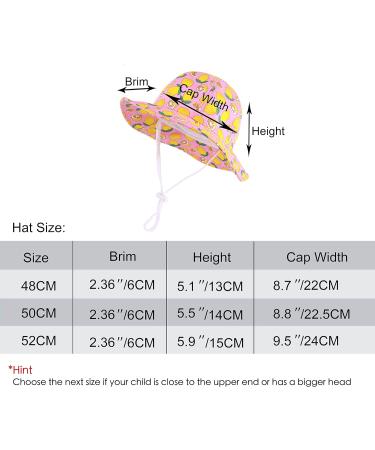 LANGZHEN Baby Girls Adjustable Sun Protection Hat with Chin Strap - Pink-Lemon - 2-4 Years - Buy Online on SooperMarket.com