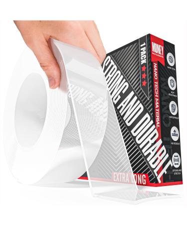 Tough Double Sided Mounting Tape Removable 1.18 x 118 inches Clear Nano Double Sided Tape Heavy Duty  Multipurpose Tape Picture Hanging Strip Adhesive Poster Carpet Tape (1.18 x 9.85 FT (1 Pack)) 1 PACK 1.18 x 118 inc...