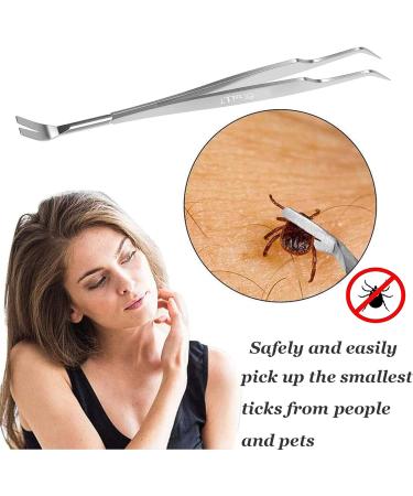 EasyULT 2 in 1 Tick Remover Stainless Steel Professional Tick Removal Tool Safe Tick Remover for Pet Humans Dogs Cats 1 silver - Buy Online on SooperMarket.com