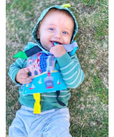Baby Jack & Co 8x8 Learning Lovey San Diego California Tag Toy | USA Cities & Shapes | Soft & Safe Crinkle Toy for Babies | BPA-Free with Stroller Clip - Buy Online on SooperMarket.com