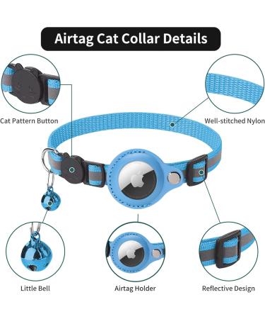 KOLACEN Reflective AirTag Cat Collar GPS Cat Collar with Adjustable AirTag Holder Bell Breakaway Buckle Compatible with Apple AirTag Anti-Lost Cat Tracker Collar for Cats Kittens Small Dogs (Blue) - Buy Online on SooperMarket.com
