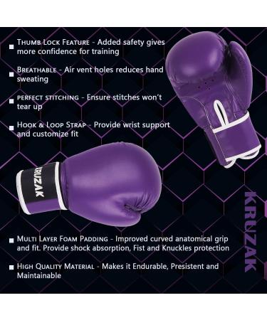 Kruzak Plain Boxing Gloves - Sparring, Kickboxing, Muay Thai, MMA Fighting - Purple, 12 oz - Men & Women - Buy Online on SooperMarket.com