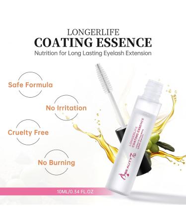 Beauty7 Clear Transparent Lash Coating Essence 10ML - Protective Sealant for Longer Eyelash Extensions Life - Waterproof Mascara with Brush Wand - Non-Scented Aftercare Sealer - Buy Online on SooperMarket.com