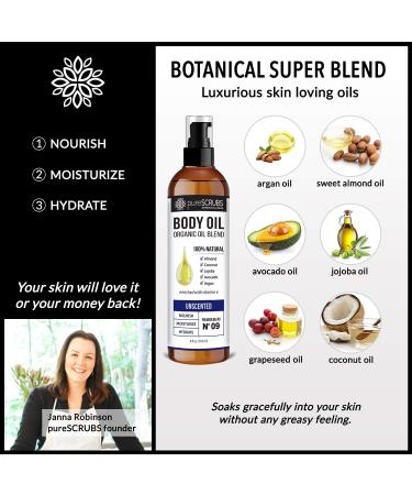 pureSCRUBS Unscented Body Oil Spray for Dry Skin & Massage | Organic Jojoba, Argan, Coconut, Sweet Almond, Avocado Oils with Vitamin E | 4oz - Buy Online on SooperMarket.com