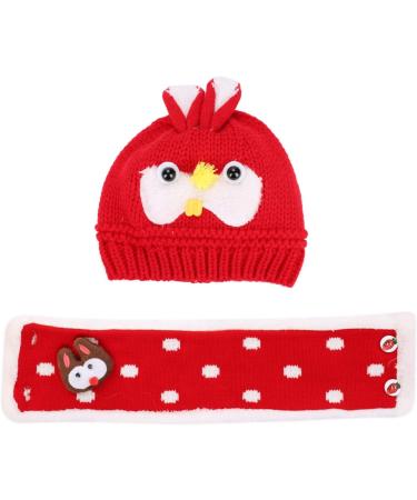 Winter Warm Baby Hat and Scarf Set - Bunny Design | Fleece Lined | Infant to Toddler 6-36 Months | Red - Buy Online on SooperMarket.com