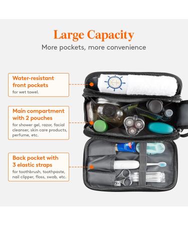 Lifewit Men's Large Travel Toiletry Bag - Water-Resistant Dopp Kit for Full Size Toiletries - Medium Black - Buy Online on SooperMarket.com