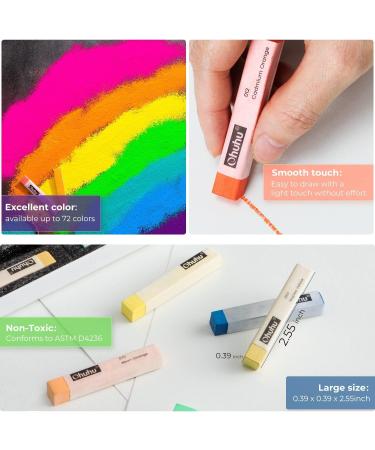 Ohuhu 72 Long Chalk Pastels Set - Soft Pastels for Artists - Includes 4 Fluorescent Colors and 6 Pastel Papers - Art Supplies for Drawing, Blending, Shading - Ideal for Adults, Kids, Beginners - Buy Online on SooperMarket.com