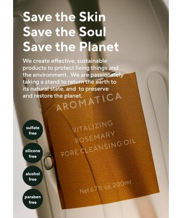 Buy AROMATICA Vitalizing Rosemary Pore Cleansing Oil 200ml - Double Cleanser & Makeup Remover for Gentle Sebum Control | International Shipping Available - Buy Online on SooperMarket.com