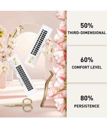 Lash Clusters Ribbon 160 D Curl Individual Lashes DIY Extensions Mega Volume with Applicator Tool & Scissors | B&Q LASH (B03+B05 10-16MIX) - Buy Online on SooperMarket.com