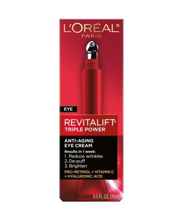 L'Oreal Revitalift Anti-Aging Eye Cream | Triple Power Under Eye Treatment - Reduce Wrinkles  De-Puff & Brighten - 0.5 fl. oz. - Buy Online on SooperMarket.com