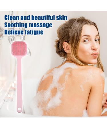 VOCOSTE Soft Silicone Bath Brush - Non-Slip Back Scrubber Shower with Long Handle in Pink for Men and Women - Buy Online on SooperMarket.com