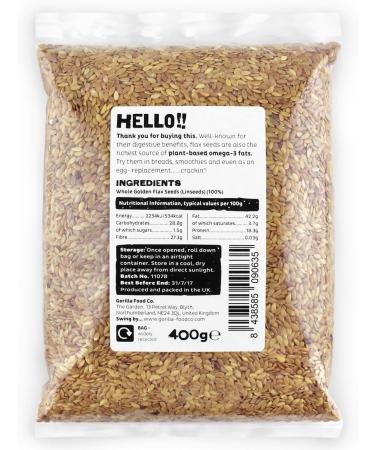 Gorilla Food Co. Golden Flax Seeds (Linseeds) - 400g - Buy Online on SooperMarket.com