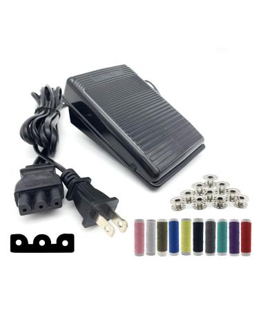 BRIGHTLYLIT Foot Pedal and Power Cord for Singer Sewing Machine D Shape Plug Apply to Singer 2277 4411 4423 1012 1107 1120 1130 1408 1507 1748 2250 3207 4102 50T8 6239 7322 (359102-001)