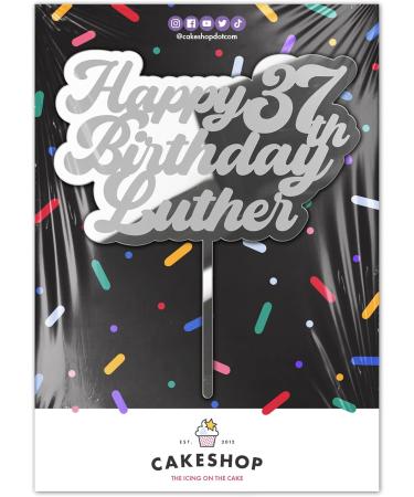 Cakeshop Cake Decoration Pack | Happy Birthday Premium 3mm Mirror Acrylic Plastic Cake Topper Sign & 25g Party Pack of Cake Sugar Sprinkles | Custom Name & Age Cake Decorations (Silver) Prime Mirror Acrylic: Silver - Buy Online on SooperMarket.com