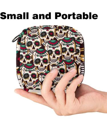 Vintage Skull Mexico Panty Liners - Small Period Bag for Purse | Menstrual Pads, Tampons & More | Multi-colored - Buy Online on SooperMarket.com