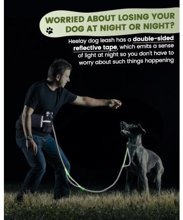 Jogging Lines for Dogs | Healay Belt Bag for Running Hiking & Leash | Reflective Double Handle for Large Medium Small Breeds - Green - Buy Online on SooperMarket.com