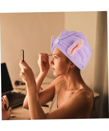 MAGICLULU 3pcs Bunny Ears Dry Hair Hat Coral Fleece Hair Mask Absorb Water Violet - Buy Online on SooperMarket.com