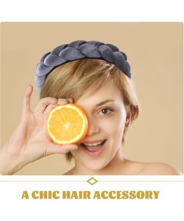 Braid Headband Hair Bands for Braids Elastic Braided Headbands for Women Knotted Headband for Women Black Headbands for Women Plush Velvet Wig Fabric gray - Buy Online on SooperMarket.com