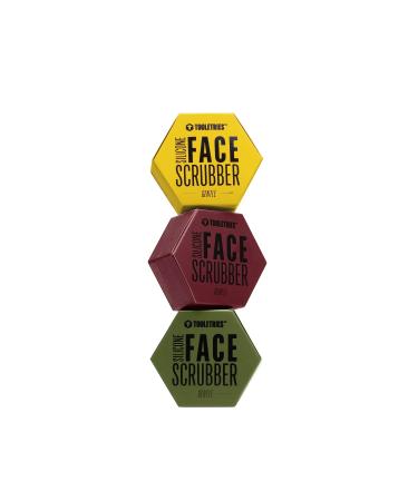 Tooletries - Men's Face Scrubber - Silicone Facial Cleansing Brush Gentle Exfoliator Pad & Soft-Touch Massager - Removes Dead & Dry Skin - Long Lasting Bathroom & Shower Accessories - 3 Pack