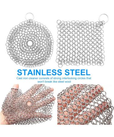 Premium Cast Iron Cleaner - 2 Pack Stainless Steel & Flexible Ring Cleaners for Dutch Ovens | International Shipping Available - Buy Online on SooperMarket.com