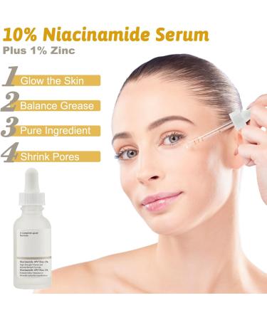 Niacinamide Face Serum 10% Niacinamide Serum + 1% Zinc Serum Face Moisturiser High Strength Vitamin Nourish Skincare Anti Aging Dark Spot Remover for Face Glow Skin Correcting (30ML) - Buy Online on SooperMarket.com