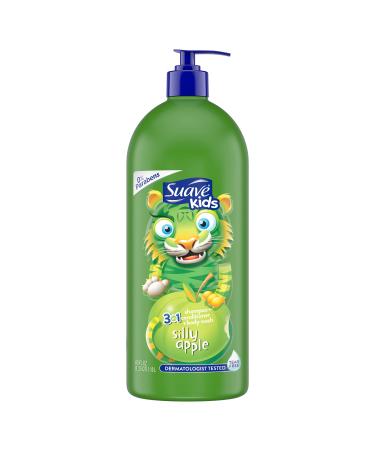 Suave Kids 3-in-1 Shampoo  Conditioner  Body Wash For Tear-Free Bath Time  Silly Apple  Dermatologist-Tested Kids Shampoo 3-in-1 Formula 40 oz