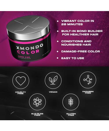 XMONDO Color Super Pink Hair Healing Semi Permanent Color - Vegan Formula with Hyaluronic Acid and Bond Building Technology - 8 Fl Oz - Buy Online on SooperMarket.com