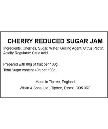 Wilkin & Sons Tiptree Cherry Reduced Sugar Jam / 6 x 200g jars/Vegetarian Vegan Coeliac friendly/Gluten-Free/Made in the UK - Buy Online on SooperMarket.com