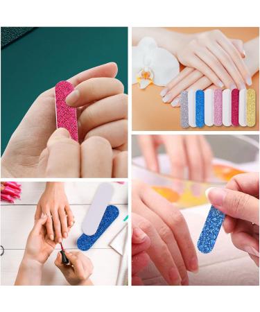 JSRQT 100 Mini Nail Files Glitter Nail File Set Nail Files for Natural Nails Double Sided Emery Board Nail Filer Professional Mini Nail Files Bulk for Acrylic Fake Nails Manicure Tool (5 Colors) - Buy Online on SooperMarket.com