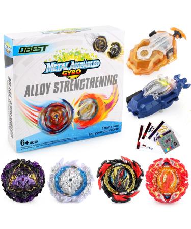 Obest bey battlestream set 4 pieces of spinning top with 2 launcher metal gyro combat B189 B191 roundabout piece of martial cords set burst turbo battle set toy for children Christmas birthday 4 sets