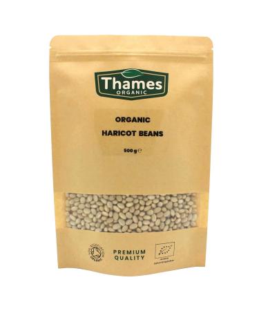 Organic Haricot Beans 500g - High Fibre High Protein No Additives No Preservatives Raw Vegan GMO-Free Certified Organic - Nutritious and Flavorful - Great for Soups Salads - Thames Organic 500.00 g (Pack of 1)