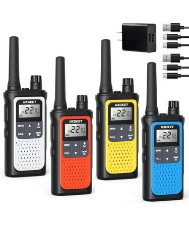 Walkie Talkies for Adults Long Rang NOAA Weather Alert Rechargeable Walkie Talkies 2 Way Radio 22 FRS Channel with 1800mAh Li-ion Battery Charger USB-C Cable Outdoor Cruises Camping 4 Pack