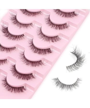 Parriparri Cat Eye Lashes Fluffy Wispy Eyelashes Natural Look 7 Pairs False Eyelashes with Clear Band Soft Fake Lashes Mink 02