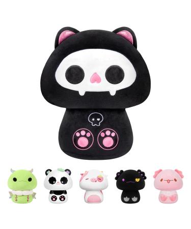 Mewaii 14'' Soft Skeleton Cat Mushroom Stuffed Animal Plush Pillow Squishy Toy - Black Bone Cat 14 Inch