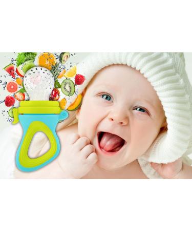 Baby Food Feeder 2 Pack Fruit Pacifier Set | 6 Silicone Pacifiers | Dispensing Spoon | Baby Feeding Set in Green - Buy Online on SooperMarket.com