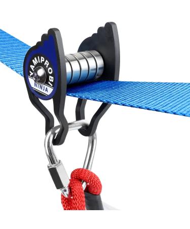 YAMIPROBI Slackline Pulley - Slackline Accessories for Your Ninja Warrior Obstacle Course for Kids - Zipline Backyard Accessories for Kids & Adults a Dynamic Way - Patents Pending
