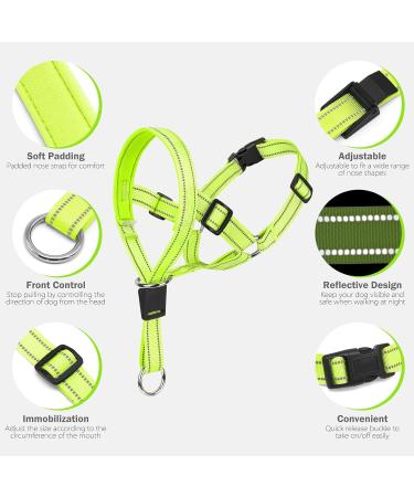 Weesiber Adjustable Soft Dog Collar & Halter - Padded No Pulling Reflective Safety Strips for Training & Walking - Medium Green - Buy Online on SooperMarket.com