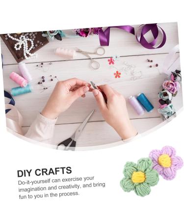 EXCEART 2pcs 1 12pcs Clothing Accessories Knitted Flower Charm Child Crochet Hair Accessories Yarn Purple Greenx2pcs 5X5X1CMx2pcs - Buy Online on SooperMarket.com