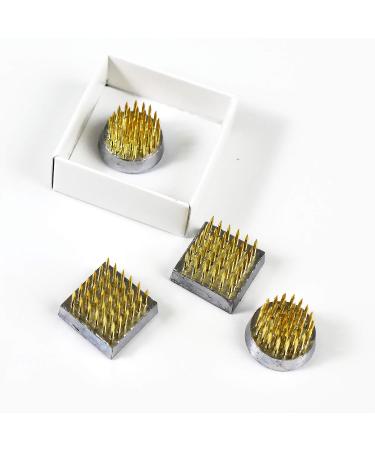 Wazakura Mini Ikebana Kenzan Japanese Flower Holder Set - Made in Japan | Round Square Brass Floral Arranging Pin Frog - 1(24mm) - Buy Online on SooperMarket.com