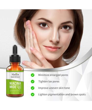 Buy Mabox Facial Serum with Vitamin B3 Niacinamide - Reduce Pore Size Tightens Skin Fights Acne & Fades Blemishes - Deep Hydration (1 Fl Oz) - International Shipping Available - Buy Online on SooperMarket.com