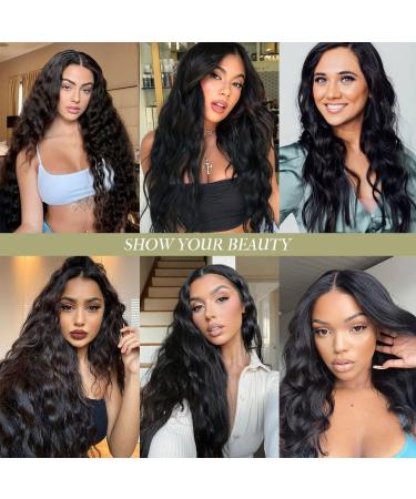 PORSMEER Long Black Wavy Curl Wigs for Women Middle Part Fluffy Curly Black Wig Natural Looking Synthetic Heat Resistant Fiber Wigs Hair Replacement Wigs for Daily Party Use Wig (Black) - Buy Online on SooperMarket.com